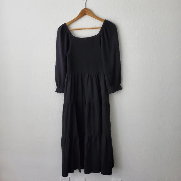 J crew factory tiered smoked midi dress size S black - Picture 7 of 15